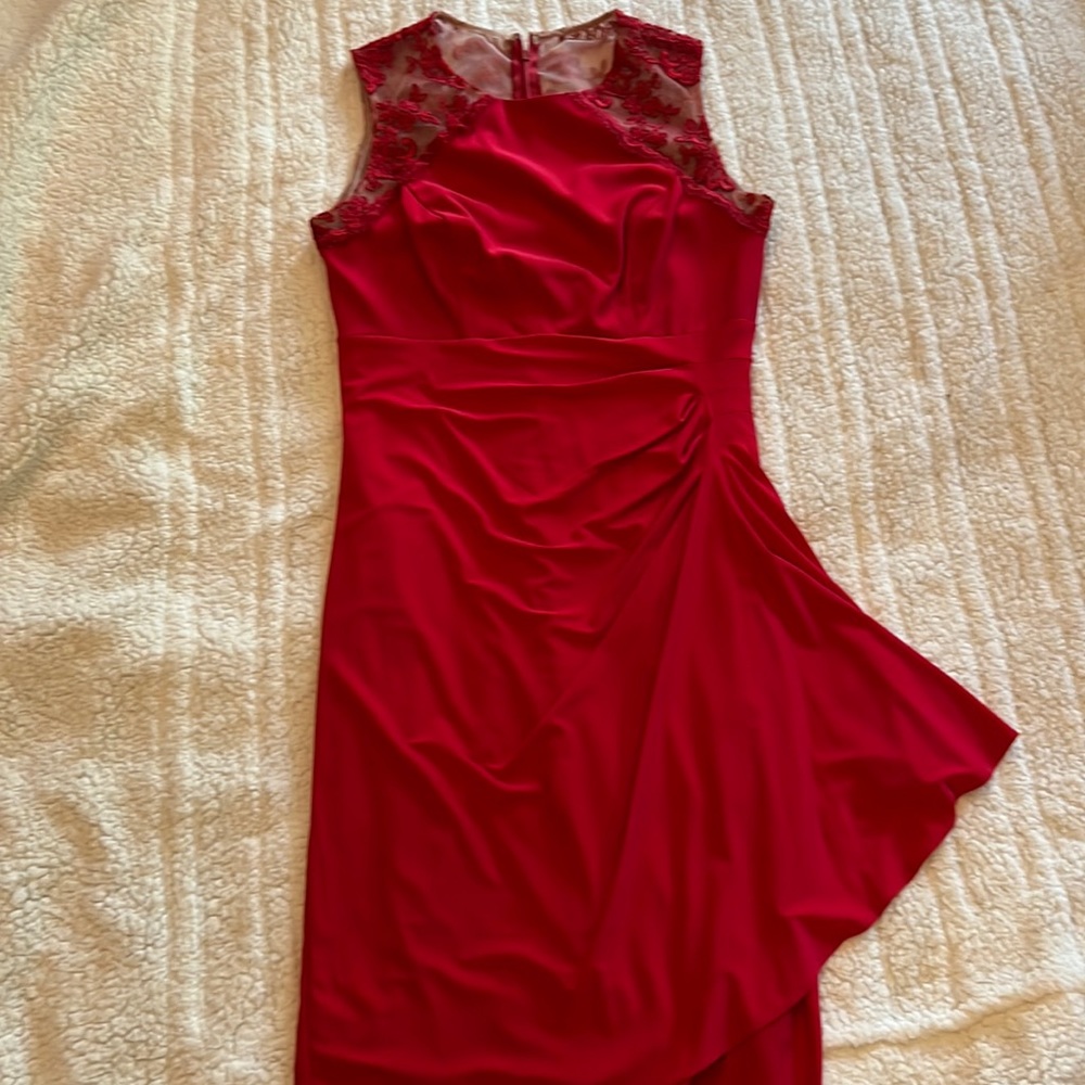 Ruby red party dress; size 8; never worn